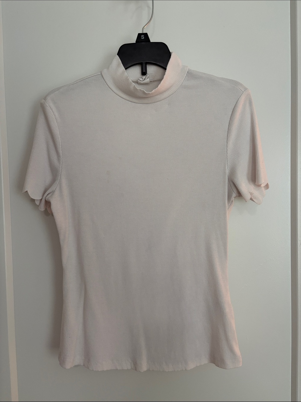 White Ribbed Mock Neck Top